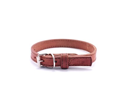 Kožený obojek STUBBY mini | hnědý (Šířka 1 cm, Obvod krku 17 - 22 cm)