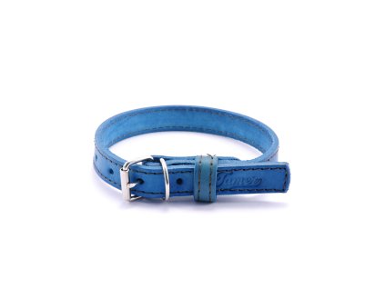 Kožený obojek STUBBY mini | modrý (Šířka 1 cm, Obvod krku 17 - 22 cm)