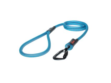 Lanové vodítko KLASIK TWIST | Velký pes | bledě modré s červeným prošitím - 055 (Délka 115 cm)