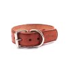 Kožený obojek STUBBY | hnědý (Šířka 2,5 cm, Obvod krku 25 - 35 cm)
