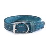 Kožený obojek STUBBY | modrý (Šířka 2,5 cm, Obvod krku 25 - 35 cm)