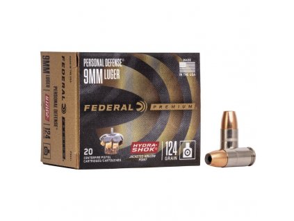 strelivo federal personal defense 9mm luger 124gr hydra shok jhp