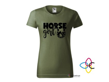 Horse girl dámské tričko khaki