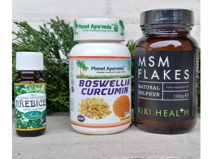 007 Reuma má svoje riešenie v nenahraditeľnej síre MSM Flakes od Kiki Health Prírodné kapsule Boswelia Curcumin od Planet Ayurveda Esenciálny olej Hrebíček od Saloos