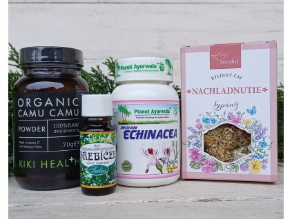 009 Nádcha Čaj Nachladnutie Serafin Kapsule Indická Echinacea Planet Ayurveda Prírodný vitamín C Camu Camu C++ Esenciálny olej Hrebíček Saloos