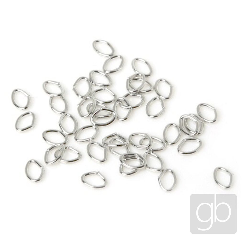 Kroužek spojovací oválný STŘÍBRNÝ 6 × 4 mm 10 ks (Velikost produktu 6 mm × 4 mm, Barva Stříbrná)