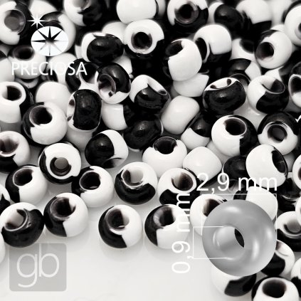 Preciosa koralky rokajl 8 %C4%8Dern%C3%A1%20b%C3%ADl%C3%A1%20harlequin%2003740