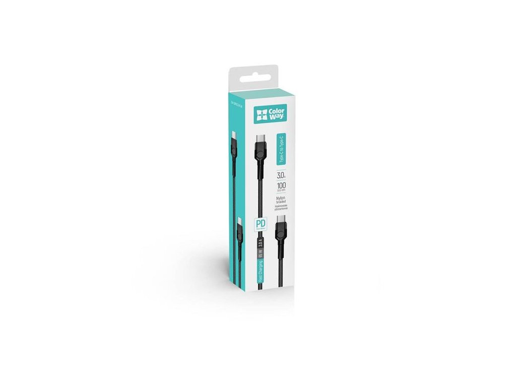 ColorWay Kábel USB Type-C - Type-C (PD Fast Charging 60W) 3.0A 1m CW-CBPDCC047-BK