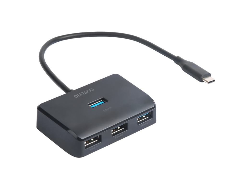 DELTACO USBC-HUB203, USB Type C Hub 4x USB A USBC-HUB203