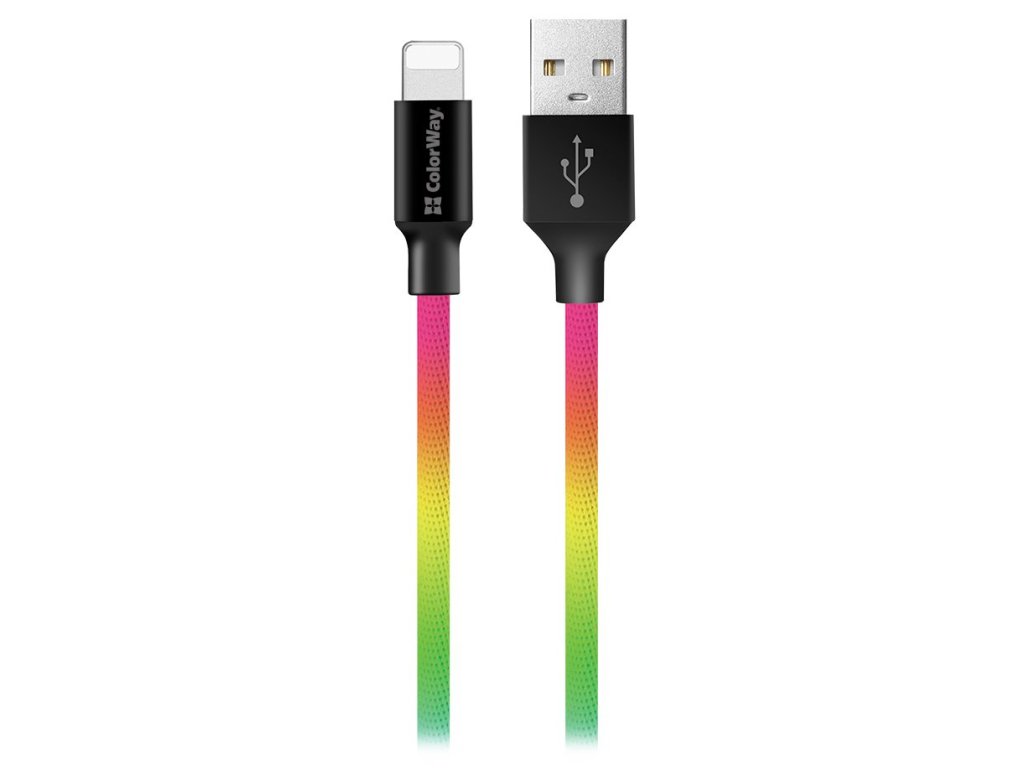 Colorway Datový Kabel USB/ Apple Lightning/ 2.4A/ 1m/ Multicolor CW-CBUL016-MC