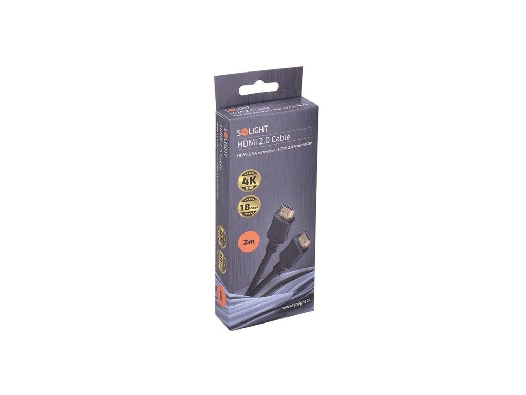 Solight HDMI kábel s Ethernetom, HDMI 2.0 A konektor - HDMI 2.0 A konektor, blister, 2m SSV1222
