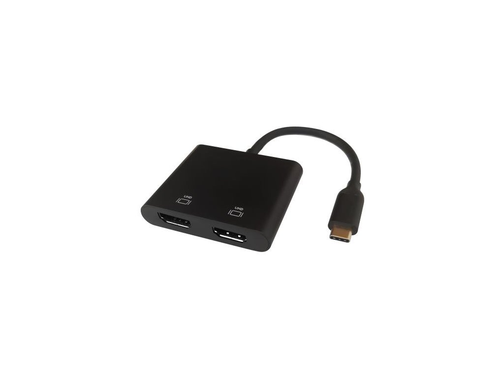 DELTACO Adaptér USB Type C/2x HDMI, čierny USBC-2HDMI