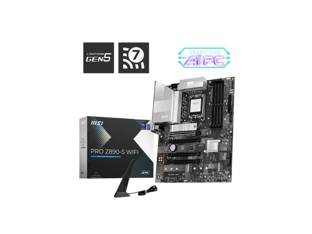 MSI MB Sc LGA1851 PRO Z890-S WIFI, Intel Z890, 4xDDR5, 1xDP, 1xHDMI, 1xDP Type-C, WI-FI PRO Z890-S WIFI