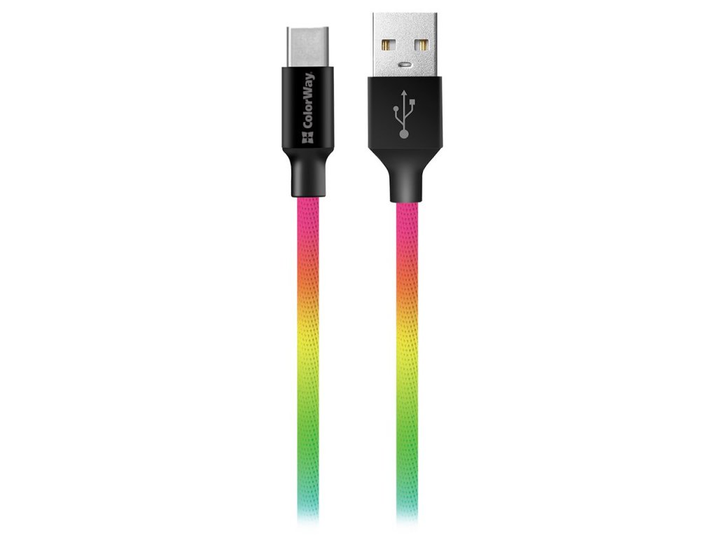 Colorway Datový Kabel Usb / Usb-C/ 1m/ 2.4A/ Multicolor CW-CBUC018-MC