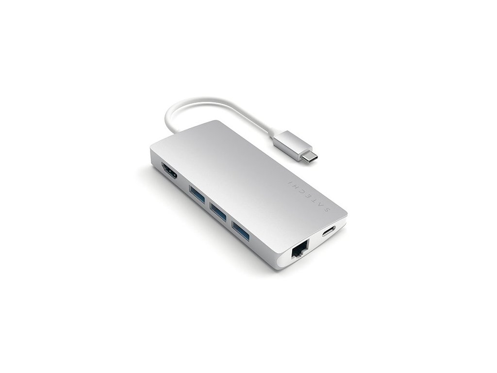Satechi USB-C Multiport adaptér 4K 8ports V2 - Silver Aluminium ST-TCMA2S