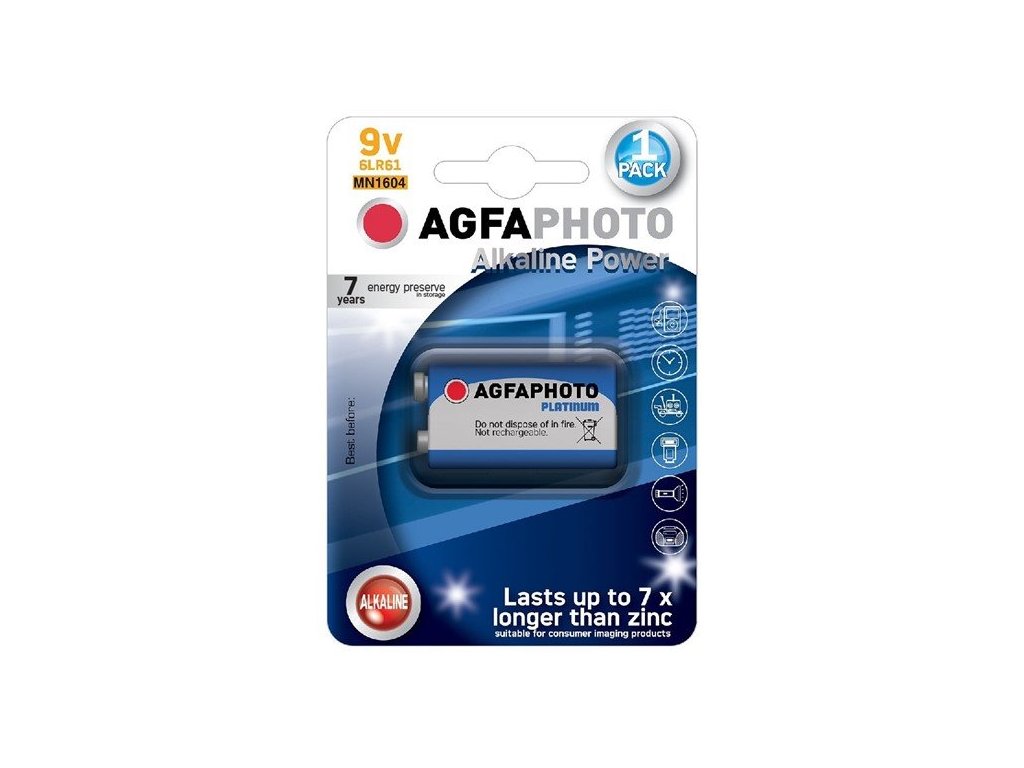 AgfaPhoto Power alkalická batéria 9V, blister 1ks AP-6LR61-1B