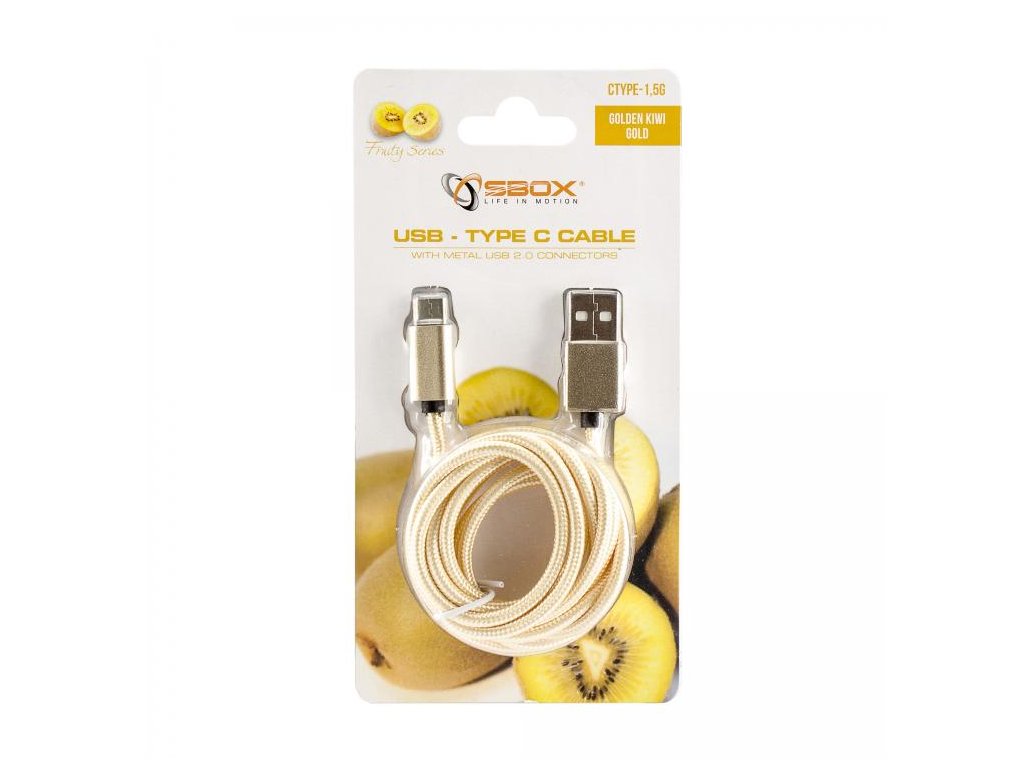 SBOX USB-TYPEC-15G Kábel USB 2.0/TypeC 1,5m zlat USB-TYPEC-15G
