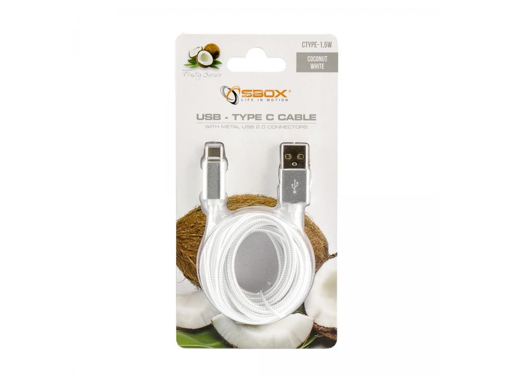 SBOX USB-TYPEC-15W Kábel USB 2.0/TypeC 1,5m biely USB-TYPEC-15W