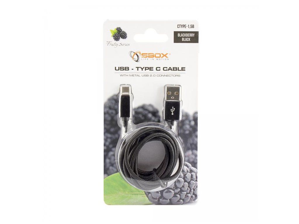 SBOX USB-TYPEC-15B Kábel USB 2.0/TypeC 1,5m čier USB-TYPEC-15B