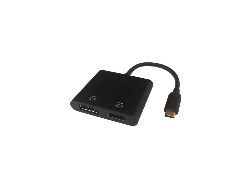 DELTACO Adaptér USB Type C/HDMI, DP, čierny