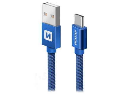 Swissten Datový Kabel Textile Usb / Usb-C 2,0 M Modrý 71521308