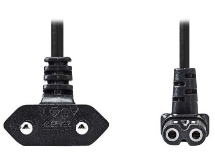 NEDIS napájecí kabel pro adaptéry/ Euro zástrčka - konektor IEC-320-C7/ úhlový-úhlový/ dvoulinka/ černý/ bulk/ 3m CEGL11055BK30
