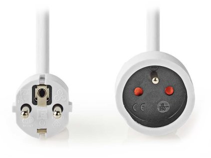 NEDIS napájecí prodlužovací zásuvka/ úhlová/ 1x zásuvka/ bílá/ 3m PEXC103EWT
