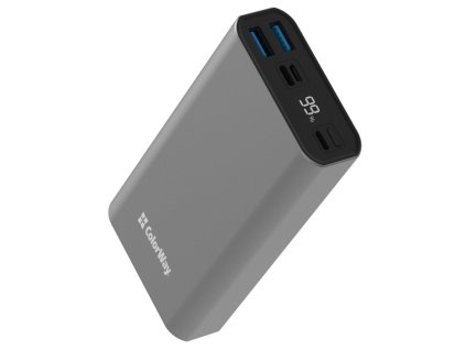 COLORWAY powerbanka/ 20 000mAh/ 2x USB QC3.0/ USB-C Power Delivery 20W/ Lighting/ LED/ Micro-USB/ Šedivá CW-PB200LPH3GR-PDD