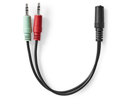 NEDIS redukce pro headsety/ 2x zástrčka 3,5mm jack - zásuvka 3,5 mm jack/ černá/ box/ 12cm CAGB22160BK02