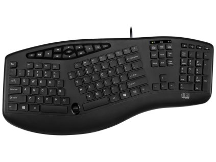 Adesso AKB-160UB/ drátová klávesnice/ multimedia/ ergonomická /scroll kolečko/ USB/ černá/ US layout AKB-160UB