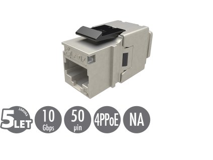 Rýchlozarezávacie keystone Solarix CAT6A STP SXKJ-10G-STP-BK-NA Component Level a 4PPoE certifikácia 25286903