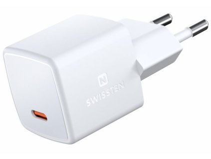 Swissten Síťový Adaptér GaN USB-C 33W PD mini 3x3x3 cm Bilý 22055100