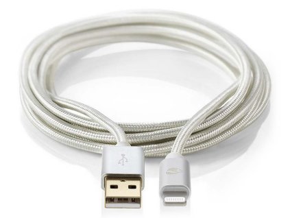 NEDIS PROFIGOLD Lightning/USB 2.0 kabel/ Apple Lightning 8pinový - USB-A zástrčka/ nylon/ stříbrný/ BOX/ 3m CCTB39300AL30