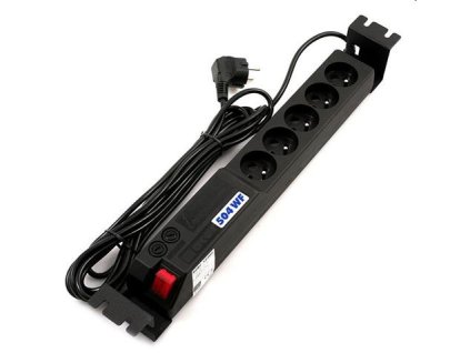 OEM 19" rozvodný panel ACAR 504 WF RACK, prepätova ochrana, 5 x zásuvka, černá 3m ACAR+VANA-504WF