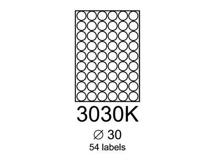 etikety RAYFILM 30mm kruh univerzálne žlté R01213030KA (100 list./A4) R0121.3030KA