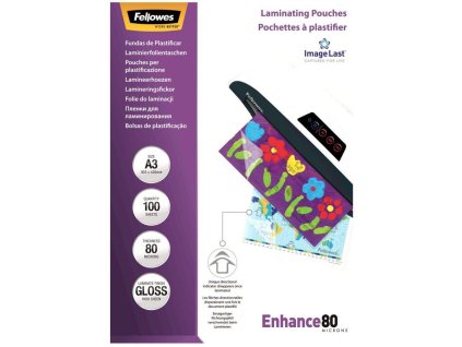 FELLOWES laminovací fólie/ formát A3/ 80 mic ImageLast/ velikost 303x426 mm/ lesklé/ 100 pack lampofela3080