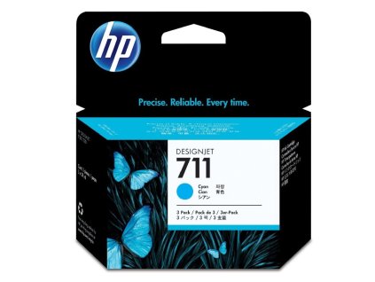 HP inkoustová kazeta 711 azurová CZ134A originál 3-pack CZ134A