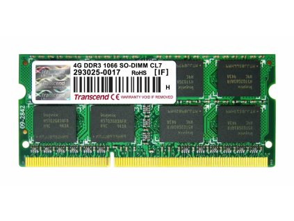 SODIMM DDR3 4GB 1066MHz TRANSCEND 2Rx8 CL7, maloobchod TS512MSK64V1N