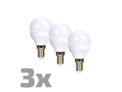 Solight ECOLUX LED žiarovka 3-pack, miniglobe, 6W, E14, 3000K, 450lm, biele prevedenie, 3ks WZ433-3
