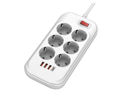 COLORWAY Prodlužovací napájecí přívod/ 6x Schuko/ 3x USB-A / 1x USB-C/ 36W/ kabel 2m CW-CHE64PDW