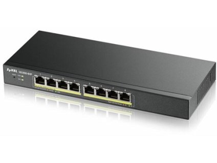 Zyxel GS1900-8HP, 8-port GbE L2 PoE Smart Switch, 802.3at, desktop, fanless, 70 Watt GS1900-8HP-EU0103F