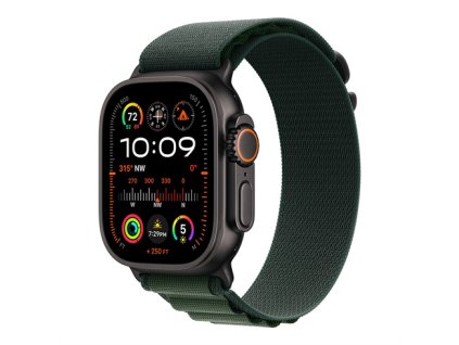 Apple Watch Ultra 2 GPS + Cellular 49mm Black Titanium Case with Dark Green Alpine Loop - Small MX4Q3CS/A