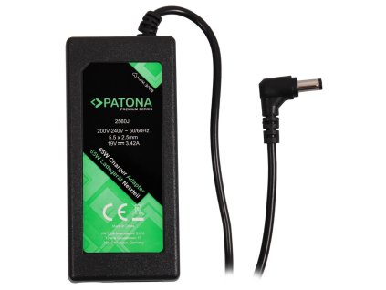 PATONA napájecí adaptér k ntb/ 19V/3,42A 65W/ konektor 5,5x2,5mm/ ASUS,ACER,HP,.PREMIUM/ délka kabelu 2,5 m PT2560