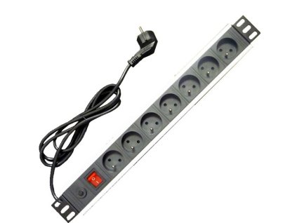 19'' napájací panel 7x220V-1,8m PPO Black+prep.ochr.16A 9610