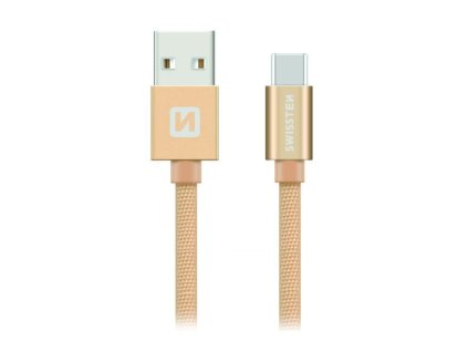 Swissten Datový Kabel Textile Usb / Usb-C 1,2 M Zlatý 71521204