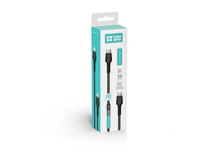 ColorWay Kábel USB Type-C - Type-C (PD Fast Charging 60W) 3.0A 1m CW-CBPDCC047-BK