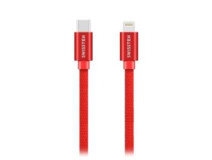 Swissten Datový Kabel Textile USB-C / Lightning 1,2 M Červený 71525206
