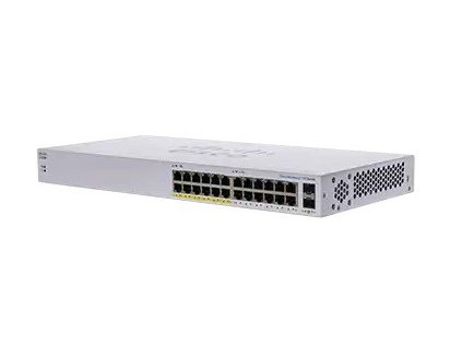 Cisco switch CBS110-24PP (24xGbE, 2xGbE/SFP combo, 12xPoE+, 100W, fanless) - REFRESH CBS110-24PP-EU-RF