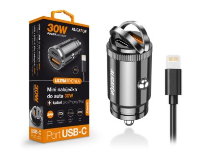 Aligator mini nabíjačka do auta Power Delivery 30W, USB-C + USB-A, USB-C kábel pre iPhone / iPad CHPD0008