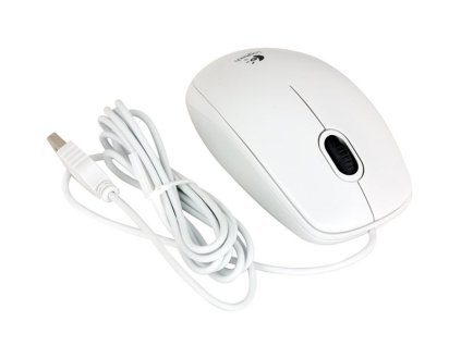 Logitech myš B100/ Drátová/ Optická/ 800dpi/ USB/ bílá 910-003360